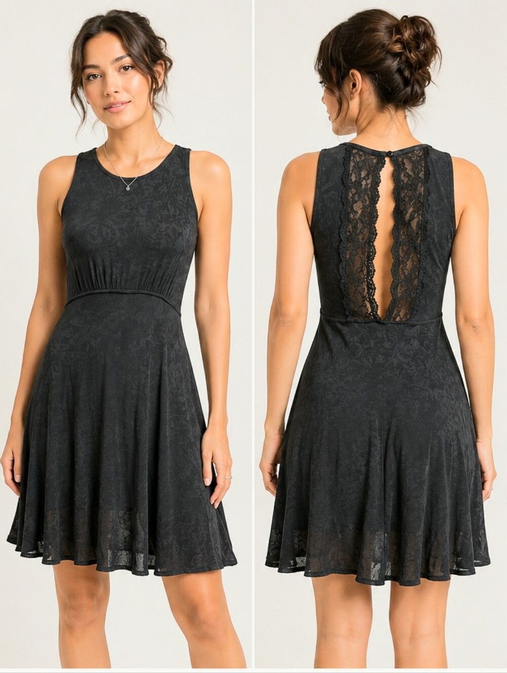 Free People Black Lace Open Back Mini Dress Size S